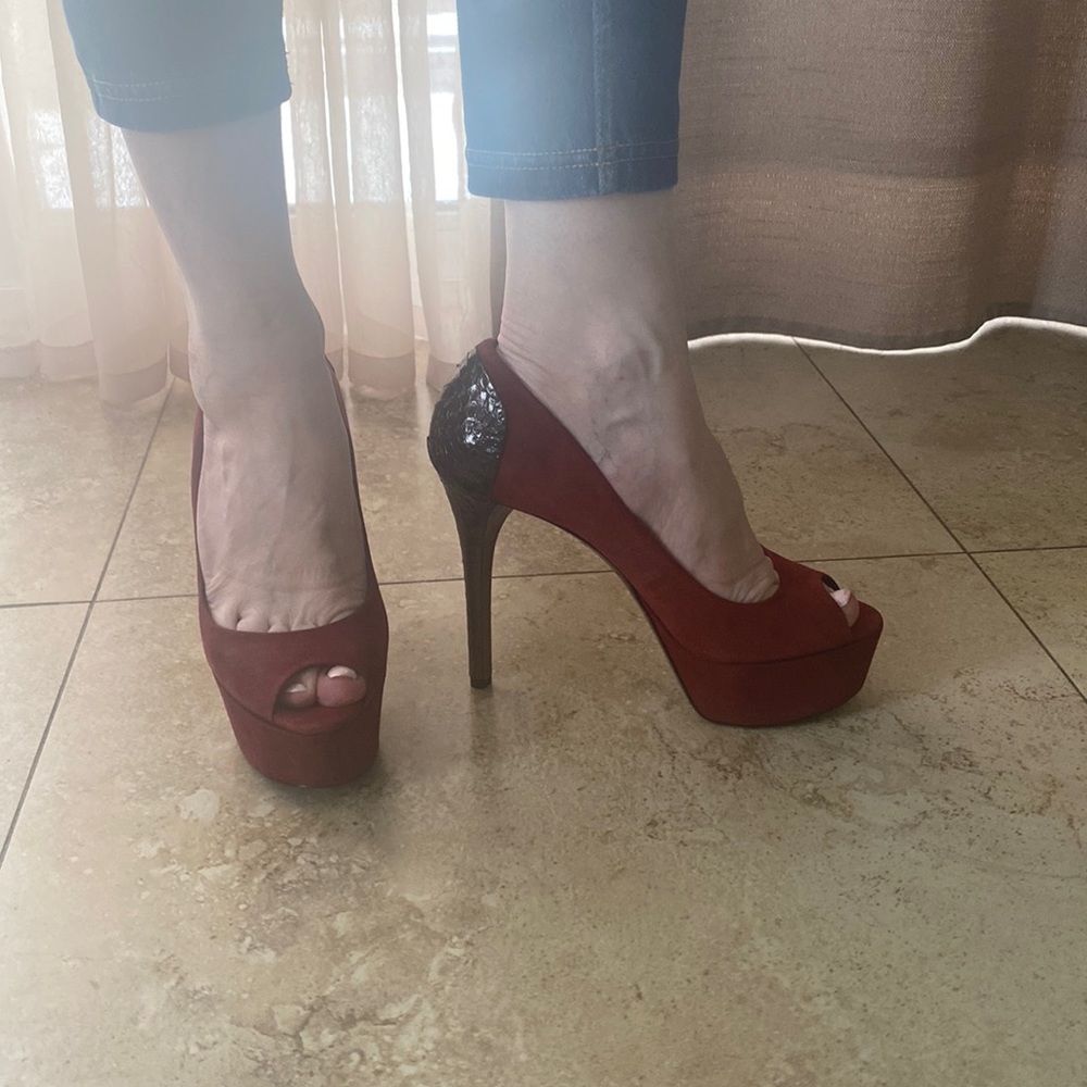 Brian Atwood Suede Platform Pumps